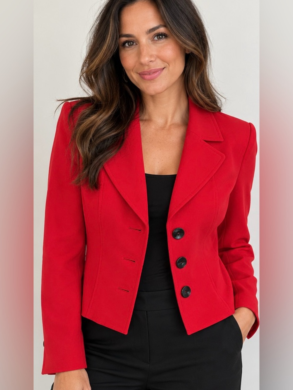 Kasper Petites 10P Red Blazer Jacket Tailored Career Workwear